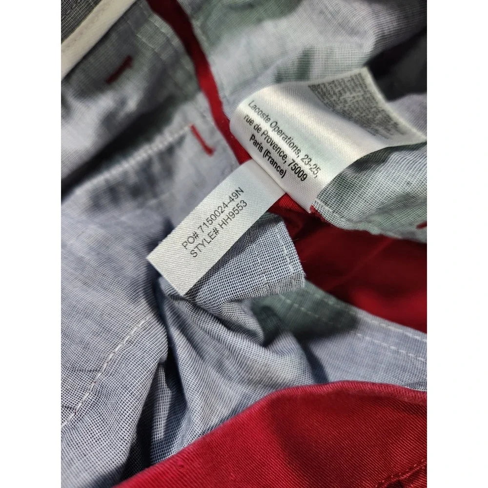 Lacoste Stretch Chino 30x32 Rouge HH9553 00 240 Red Pants Mens Men's Flat Front